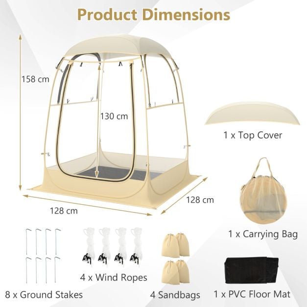 Coast Transparentes Camping-Zelt für 2 Personen - 128x128x158 cm - 3-Jahreszeiten - Panoramablick