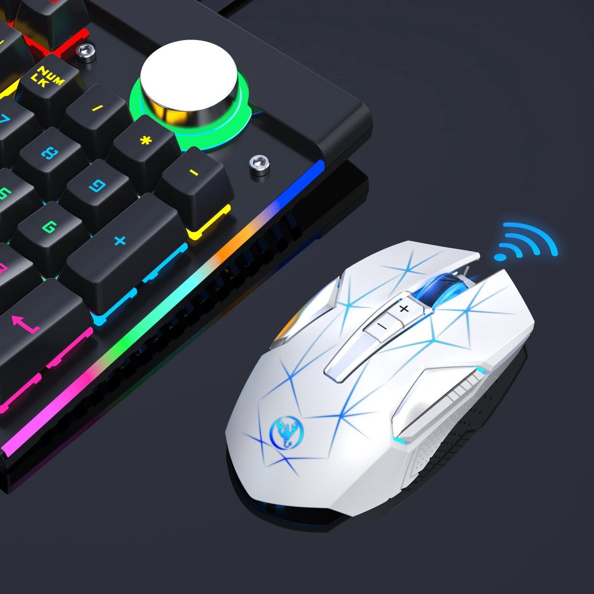 HXSJ T300 2.4G Wireless Gaming Mouse - Computermäuse - Ultraleicht - Kompakt für unterwegs - RGB-Beleuchtung - Weiß
