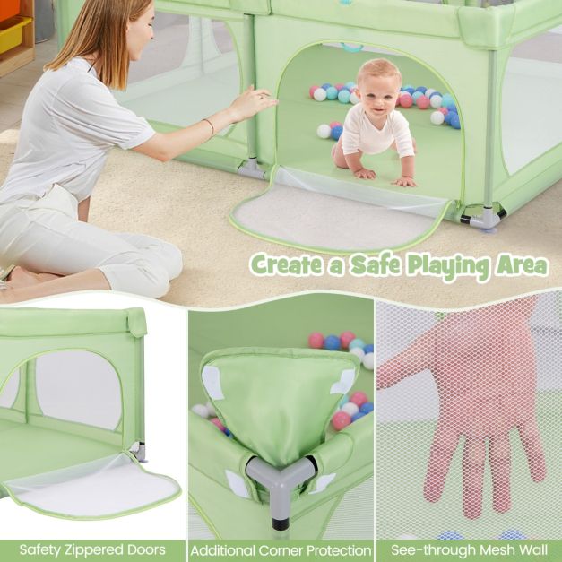 Coast - Große Baby-Box - 50 Bälle, 4 Handringe & 0-3 Jahre - 189 x 158 x 68 cm - Oxford-Gewebe/Metall - Grün