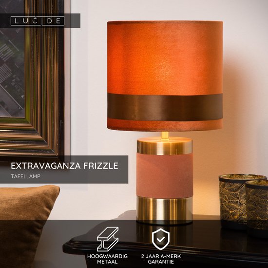 Lucide EXTRAVAGANZA FRIZZLE – Tischlampe – Ø 18 cm – 1xE14 – Braun
