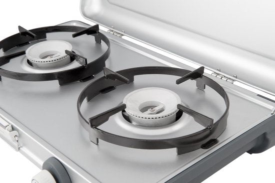 Campingaz Camping Kitchen 2 CV Campingkocher – 2-Flammen-Kocher – 2 × 2000 Watt – silbergrau