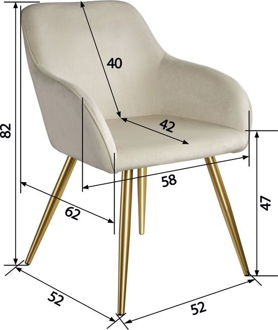 tectake - Stuhl Marilyn in Samtoptik - creme/gold - 404623