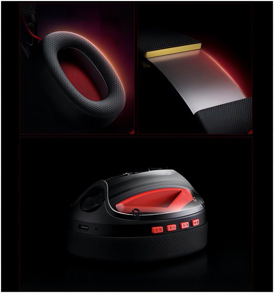 Picun G1 - 2.4GHz Wireless Gaming Headset - Over-Ear-Kopfhörer - Mit Mikrofon - PC/PS4/PS5/Nintendo Switch - Schwarz rot