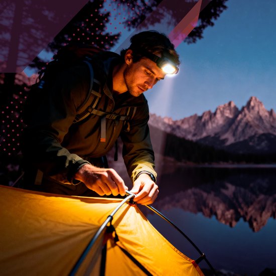 Ever Trex Ultra Light Stirnlampe LED Wiederaufladbar - Weißes und rotes Licht - 150Lumen - Neigbar - Laufen - Notfallpaket - Camping - Camper