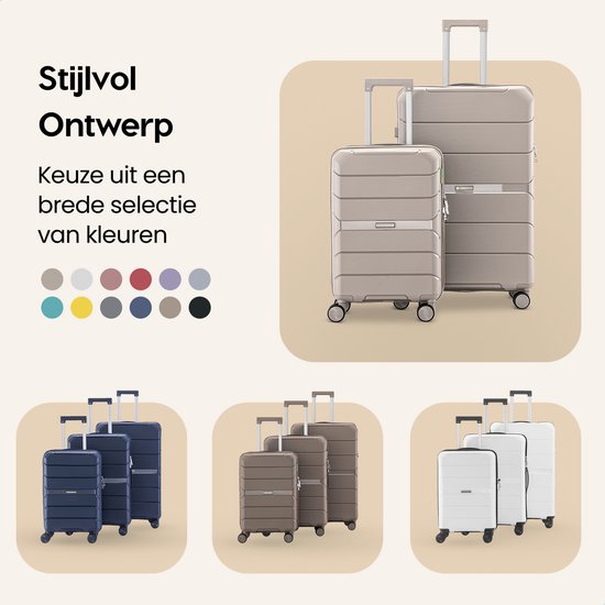 SKYCASES Urban Adventurer - Mittlerer Reisekoffer - Zahlenschloss - 44x27x66cm - 78L - Trolley mit Kofferschloss - Spinner-Räder - Beige