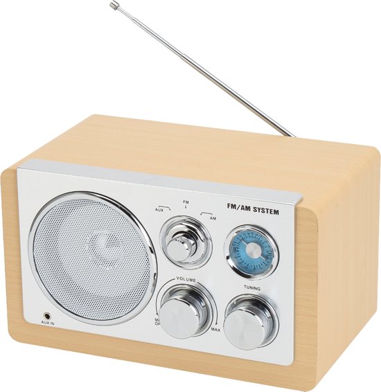 Denver Tragbares FM-Radio - Retro - Batterie- oder Netzbetrieb - Küchenradio - AM - FM - TR63 - Holz
