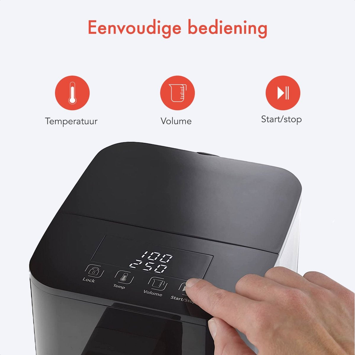 KitchenBrothers Heißwasserspender - 2.9L - Touch Display - Heißwasserhahn - 2600W - Schwarz