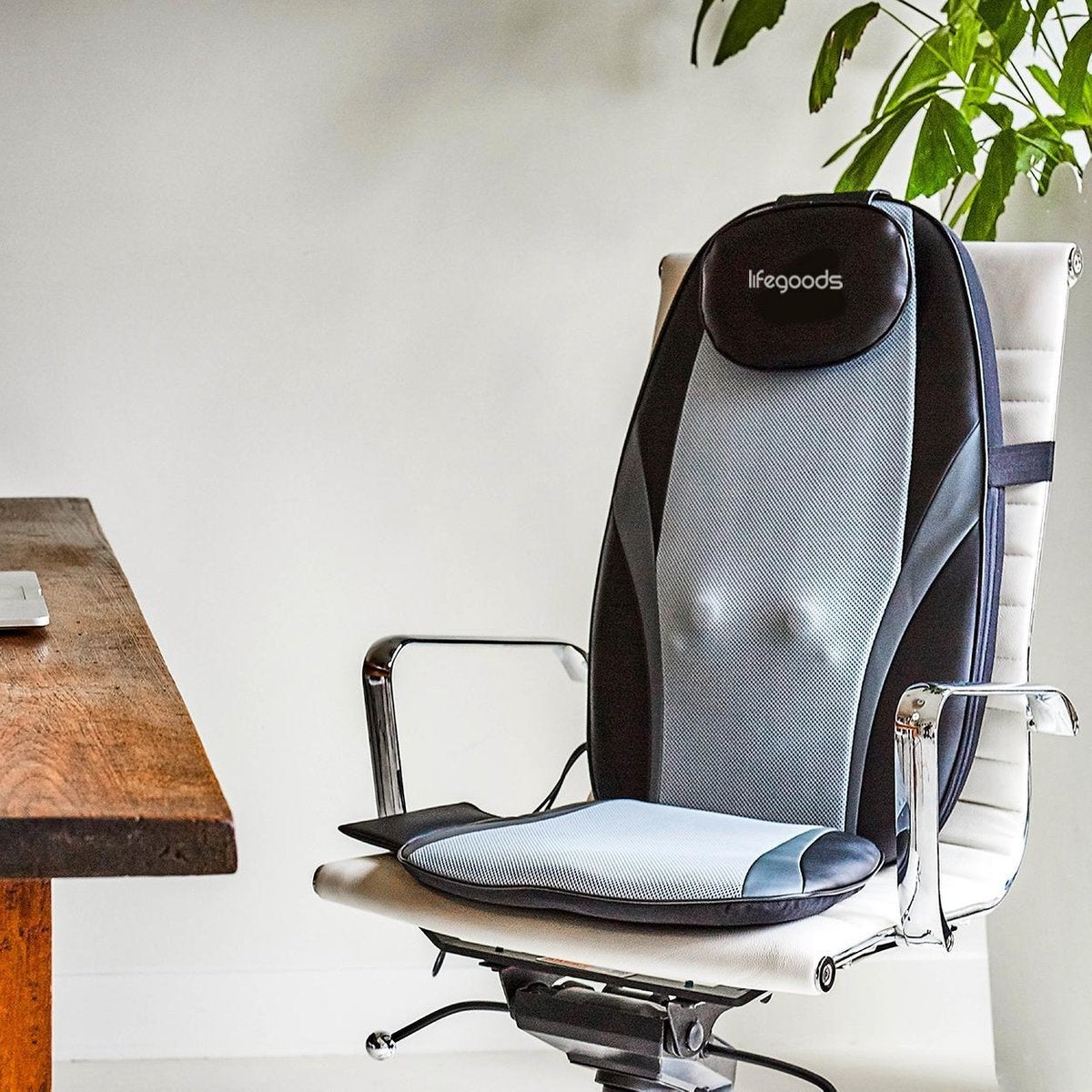 LifeGoods - Massage-Auflage mit Wärmefunktion & Fernbedienung - Shiatsu - Schwarz