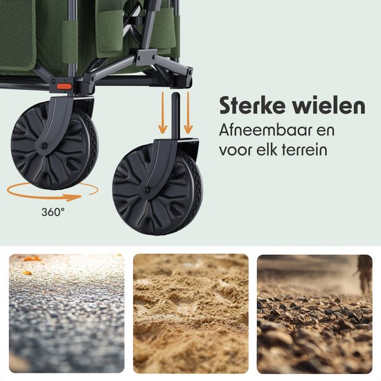 LifeGoods Wagon - Faltbarer Wagen - 130KG - 200L - faltbar - mit Schutzhülle - Grün