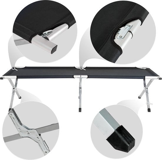TecTake Feldbett - xl Feldbett 190 cm - Schwarz - 401212