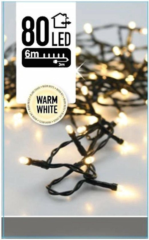 ChristmasXL Weihnachtsbaumbeleuchtung - 80 LED-Lichter - 6 m - für Bäume bis zu 100 cm - Warmweißes Licht