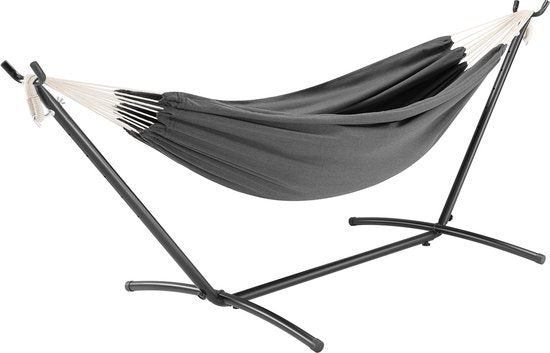 Juskys Hängematte Paya - Anthrazit - inkl. Gestell und Aufbewahrungstasche