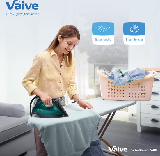 VAIVE TurboSteam 2400 Bügeleisen - Dampfbügeleisen - Dampfbügeleisen - 2400W - 320 ML Wassertank - Dampferhöhungsfunktion