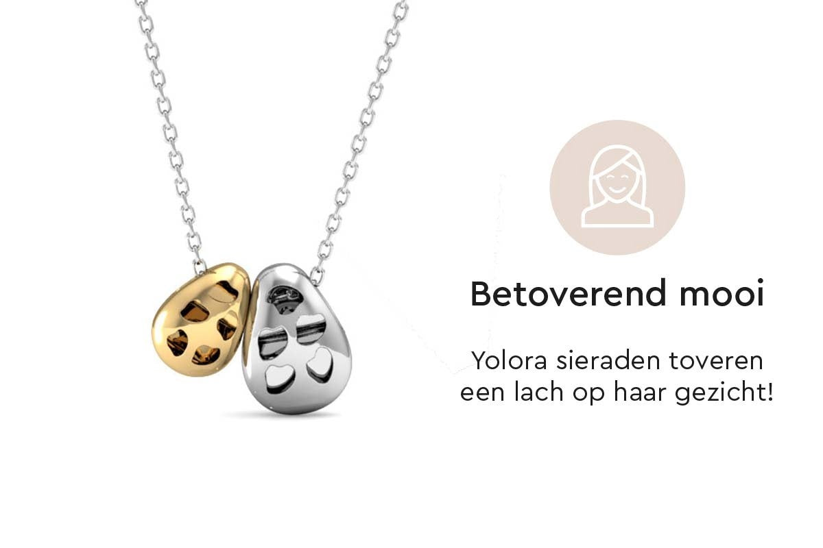 Yolora Damenhalskette mit Anhänger - Kalpa Camaka Kristalle - Silber und Gold - 18K Weißgold und Gelbgold plattiert - Damenhalskette Silber/Gold - Geschenkbox