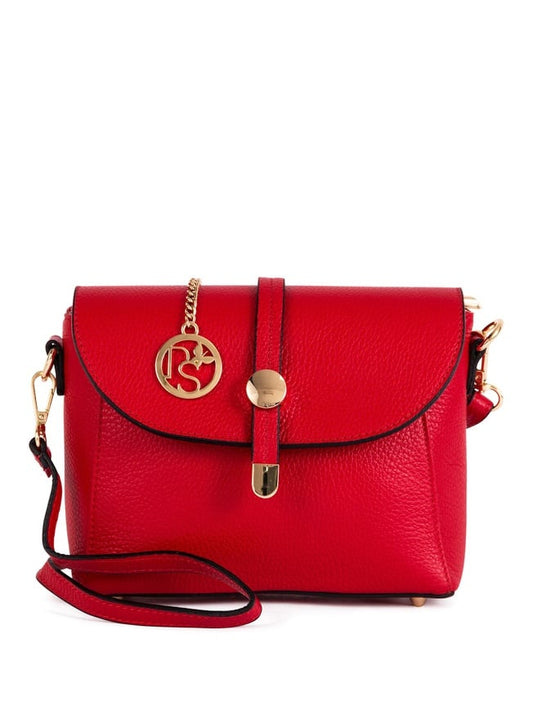 Pia Sassi Italienische Lederhandtasche - Rot - 25 x 19 x 8 cm