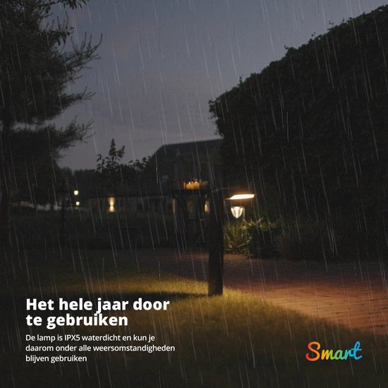 FlinQ Gaia - Intelligente Solar-Gartenleuchte- Solar-Gartenleuchte - Solarenergie - Weißes und farbiges Licht - Bewegungssensor - 2er-Pack - Schwarz