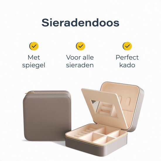 Vimora Schmuckkästchen mit Spiegel - Für Schmuck, Halsketten, Ohrringe, Armbänder - Box - Erwachsene - Mädchen - Frauen - Damen