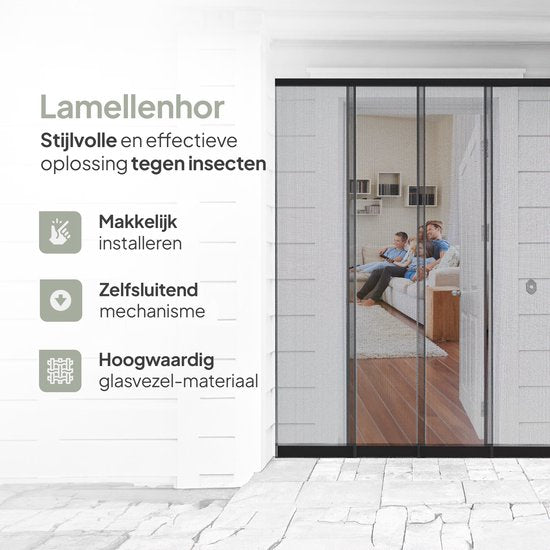 O'DADDY® - Fliegengitter - 150x260 cm - Verstellbares Design - Fiberglas - Schwarz