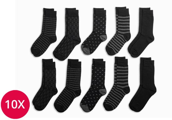 Milanoro – 10 Paar stilvolle Herrensocken aus Baumwolle – Marineblau – 43–46
