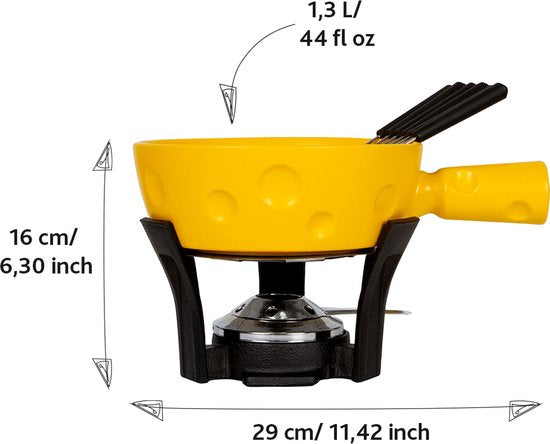 Boska Fondue-Set Super Cheesy - Käsefondue-Pfanne - spülmaschinenfest - gelb - 1,3 L
