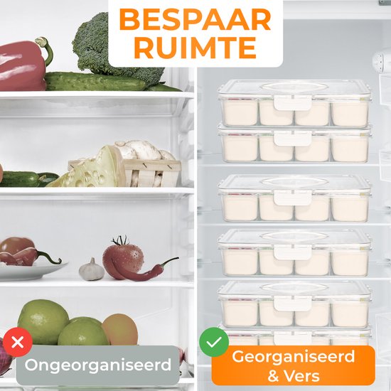 Posity Snack Box - Snack Box mit Fächern - Mit Deckel und Griff - 8 Fächer - Unterwegs - Aufbewahrungsbox - Kunststoff - Weiß
