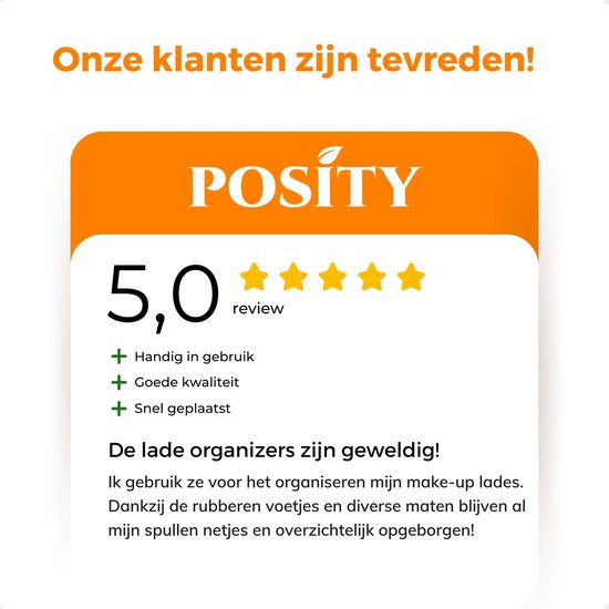 Posity Drawer Organiser - 25 Stück - Organizer Trays - Drawer Trays - Storage Trays - Make-up Organizer - Für Küche, Bad & Büro - Kunststoff - Transparent