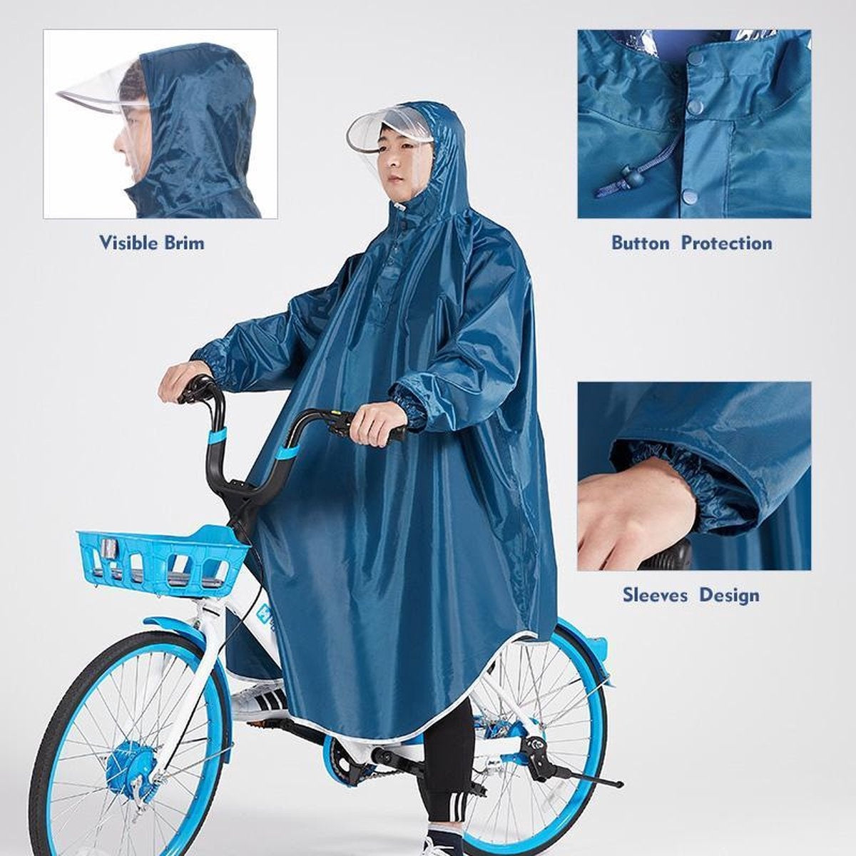 Fuegobird - Poncho Regen Poncho - Fahrrad Wandern Motorrad - Outdoor Poncho - Qualität Poncho - Einheitsgröße - Unisex Cyan