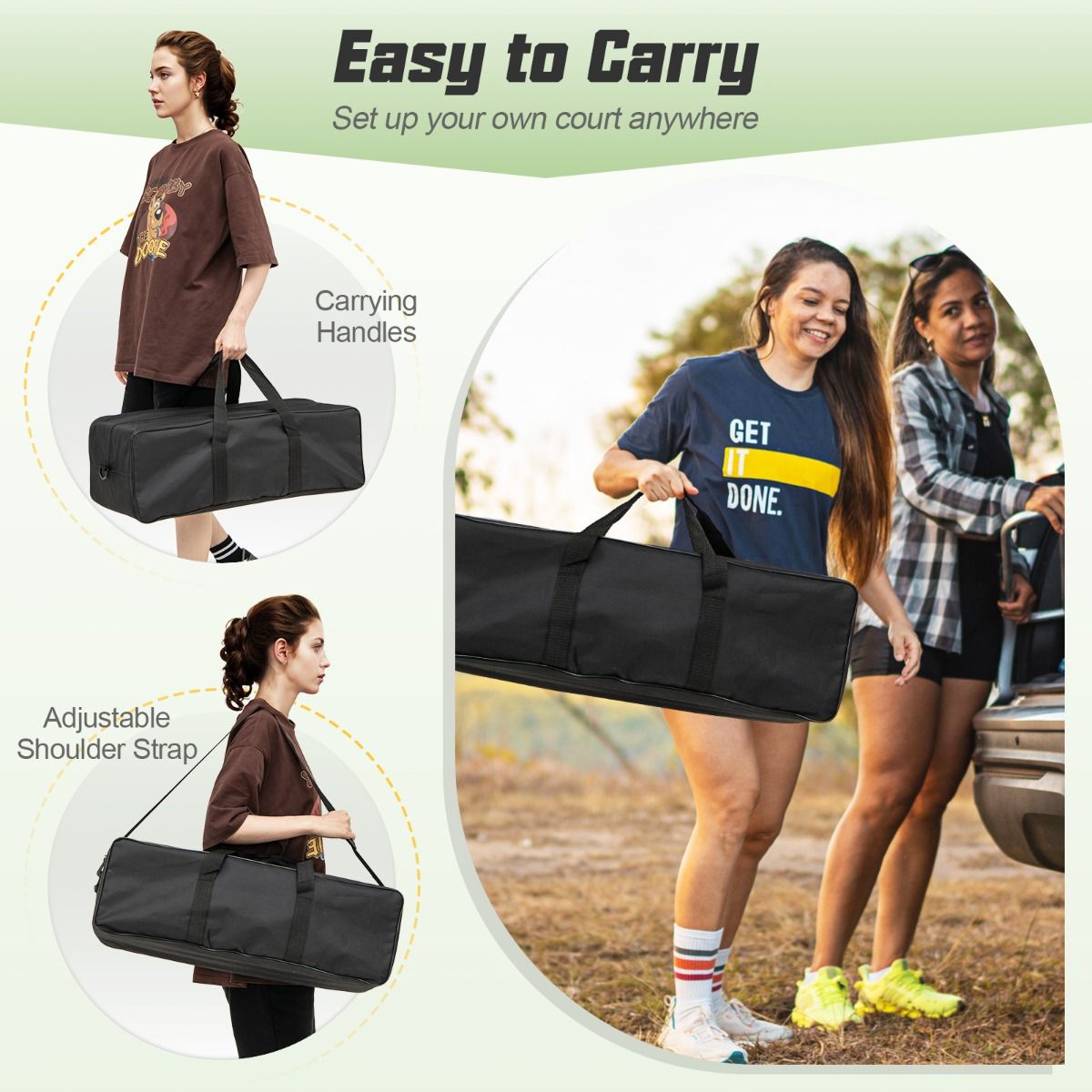 Coast Volleyballnetz für Pool und Strand - Verstellbar mit Ständern - 9,75 x 0,9 m - Grün