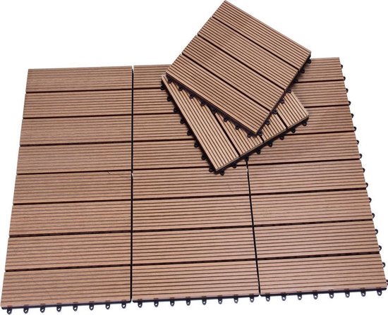 WPC-Terrassenfliesen – 22er-Set „Klassisch“ 30 x 30 cm – Terrakotta