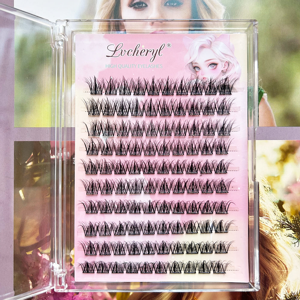 Lvcheryl Premium Wimpern-Kombi-Set – 10 Reihen selbstklebende Wimpern