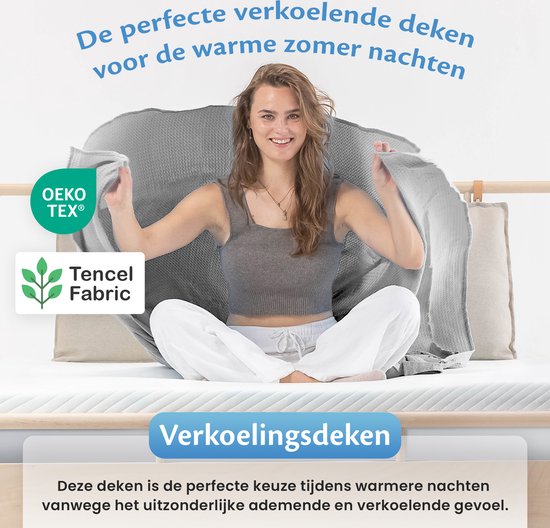 Ella® Kühldecke 135x200 cm - 100% Bio-Tencel - Selbstkühlende Decke - Kühldecke - Sommerdecke - Foggy grey