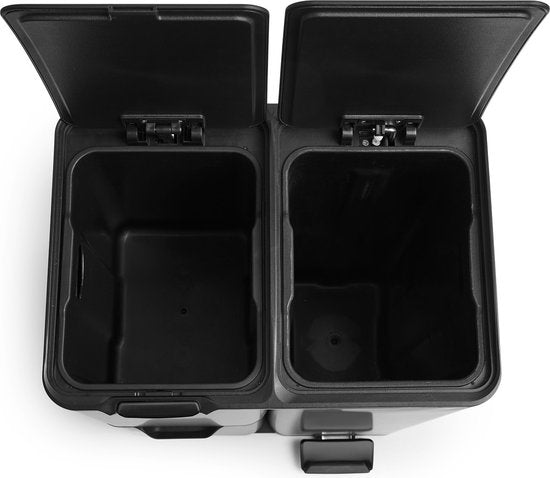 Umuzi Reinigungsabfallbehälter - 60L - Soft Close - Mattschwarz - Abfalltrennung 3 Behälter - 47 x 39 x 72