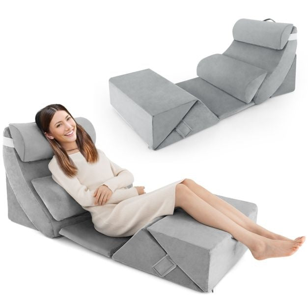 Coast 7er-Set Memory Foam Lesekissen / Orthopädische Kissen / Waschbarer Bezug / Ergonomisch / Grau
