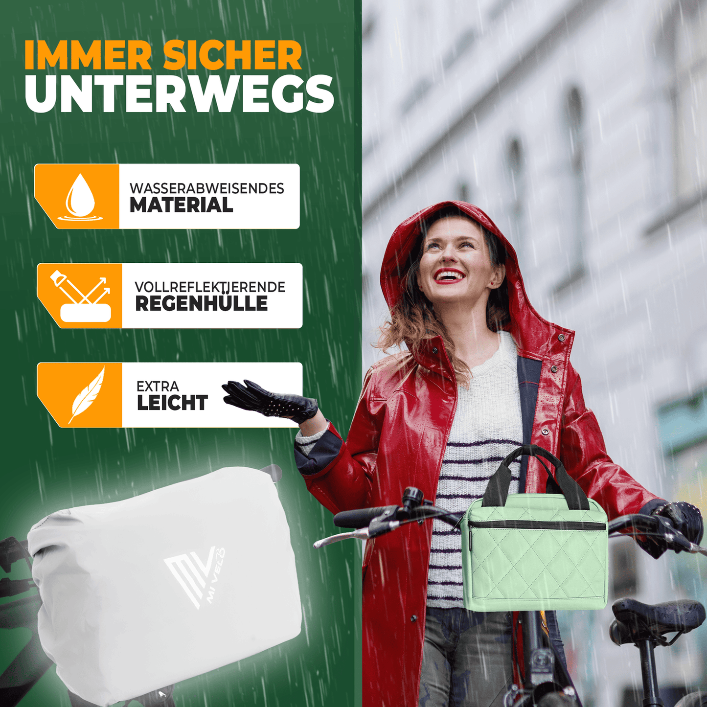 MIVELO Lenker Fahrradtasche - Wasserabweisend - 7 Liter - Mint