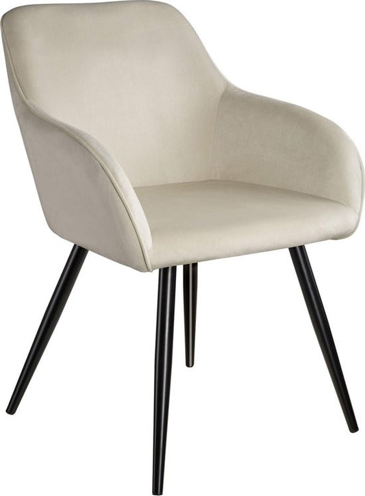 tectake - Stuhl - Esszimmerstuhl - Marilyn Samtoptik schwarz/creme - 58 x 62 x 82 cm - 403662