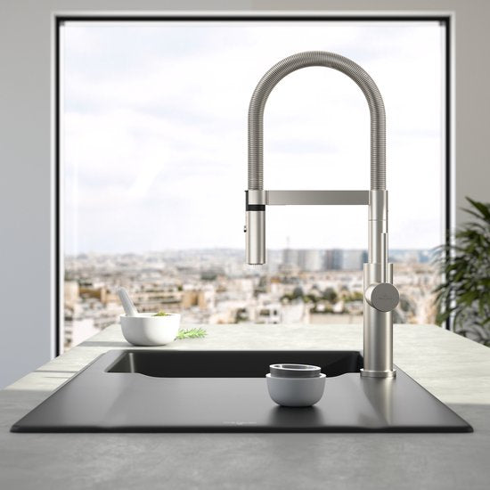 Villeroy & Boch Steel Expert 2.0 Küchenarmatur - Mit flexiblem Auslauf und herausziehbarem Brausekopf - Edelstahl
