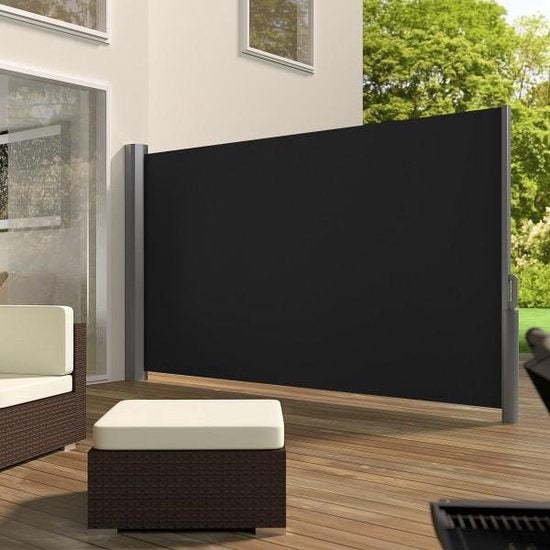 Ausziehbarer Aluminium-Windschutz Gartenschirm 160 x 300 cm schwarz 401525