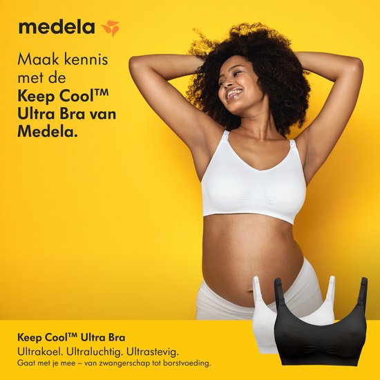 Medela Keep Cool Ultra BH – Nahtloser Still-BH – Schwangerschafts-BH mit 6 atmungsaktiven Zonen – Soft-Touch-Material – Bequem und stützend – Schwarz – Größe L