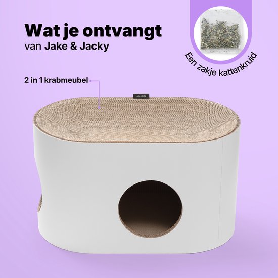 Jake und Jacky Kratzpappe für Katzen - Katzenhaus Pappe - Kratzbaum Pappe - Kratzkorb - Kratzbrett - Kratzmöbel - Kratzmatte Pappe - Katzenkorb - Katzenbett - 60x34x34cm