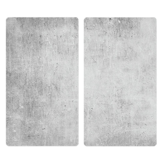 Allstar Kochfeldabdeckplatten aus Beton – 2er-Set – Grau in Marmoroptik – 4 mm starkes Hartglas – 30 x 52 cm pro Platte