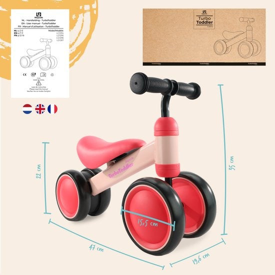 LifeGoods TurboToddler Balance Bike - Spielzeug ab 1 Jahr - Jungen und Mädchen - Kinder Roller - Pink