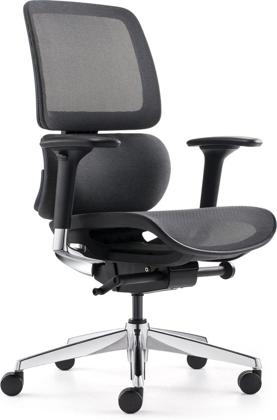 BENS 839DCR-Synchro-3 - Luxuriöser ergonomischer Bürostuhl - Schwebesitz - Fußstütze aus poliertem Aluminium - GREENGUARD GOLD - Entspricht den Normen NEN-EN1335 & ARBO