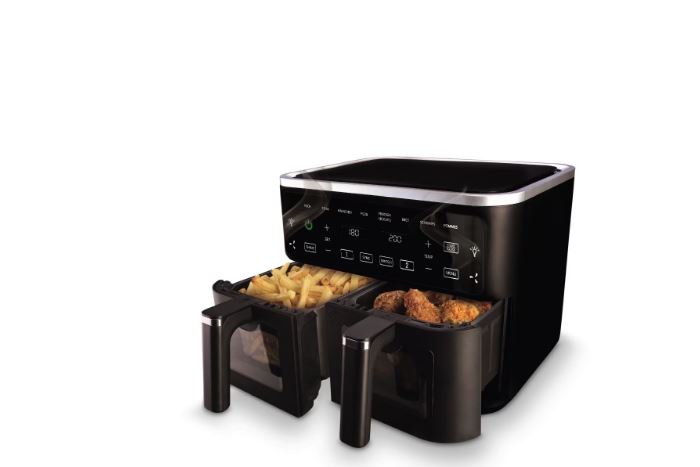 starQ Doppel-Heißluftfritteuse Schwarz – 9 l – 2500 W – 2 × 4,5 l