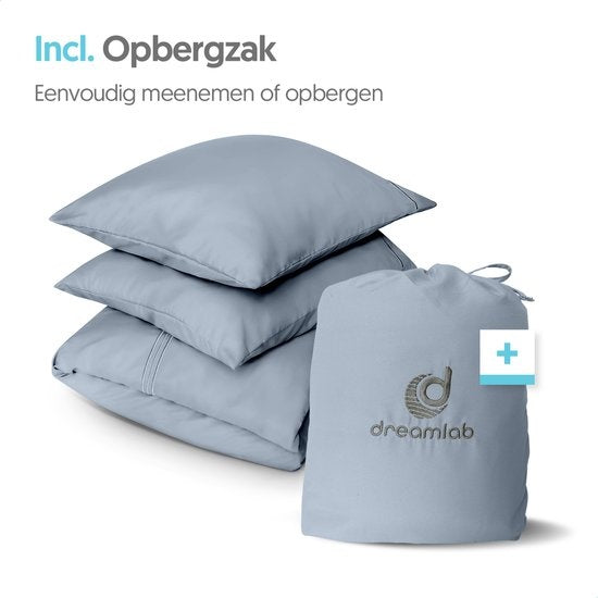 Dreamlab Dekbedovertrek set - 240 x 200/220 cm - Beddengoed met kussensloop - Twee persoons - Vier seizoenen - Microvezel - Stone Gray