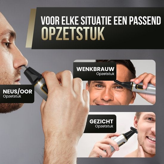 Strex 3 In 1 Nasenhaartrimmer Set - Wiederaufladbar & Waschbar - Nasentrimmer / Ohrentrimmer / Augenbrauentrimmer / Barttrimmer - Männer & Frauen