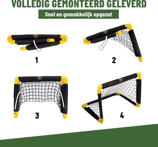 Umbro Fußballtor Set - 2 Stück - 50 x 44 x 44cm - faltbares Fußballtor - Schwarz/Gelb