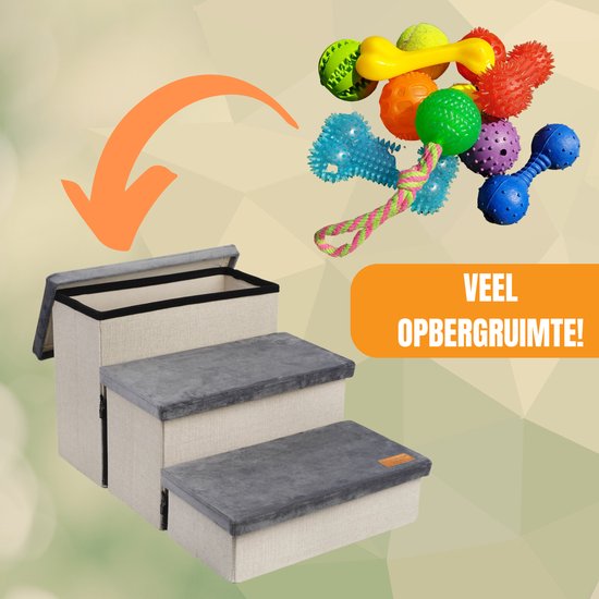 Hundetreppe Stabile Hundetreppe - Für Hunde mit Ablage - Für Sofa oder Bett - Bis zu 60 kg - Anthrazit - Universal