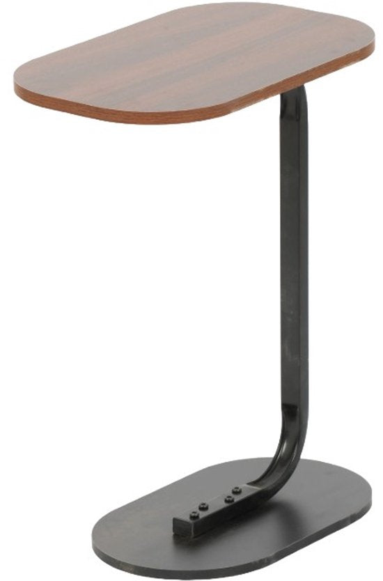 Beistelltisch - Braun - Bank Tisch - Metall mit Holz - Couchtisch - C Form - 45x28x60 cm