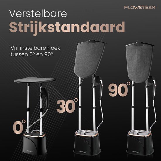 FLOWSTEAM® PRO Wäschedampfer - Handdampfer - Dampfreiniger - Wäschedampfer - 150 Minuten Dampfen - 2,5M Kabel - Schwarz