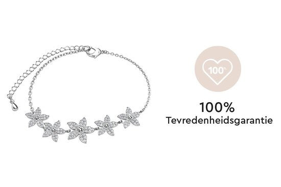 Yolora Damen Blumenarmband mit Kalpa Camaka Kristallen - Silber - 18K Weißgold plattiert - Geschenkbox - Muttertagsgeschenk